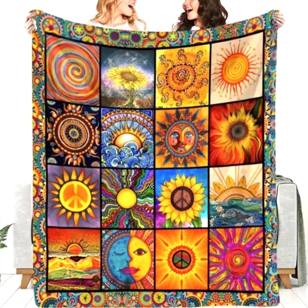 Throw Blanket Bed Topper Mandala Hippie Blanket Bohemian style blankets Decor - Picture 7 of 9